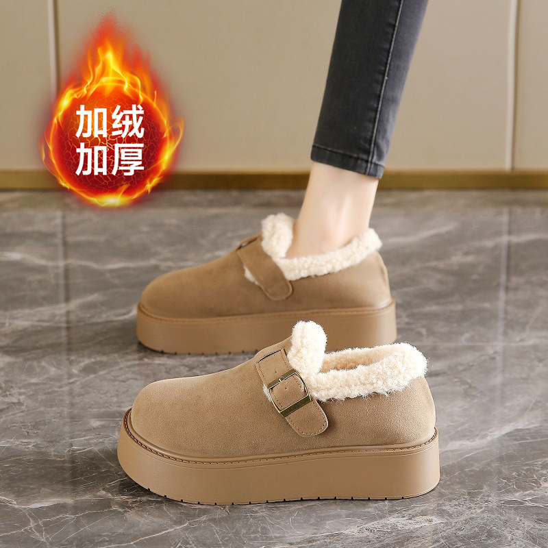 加绒加厚豆豆勃肯鞋女34小码2025冬季新款保暖毛绒厚底一脚蹬棉鞋,女鞋,勃肯鞋/软木鞋,淘宝优惠券,粉丝福利购,淘宝优惠卷