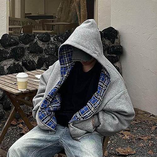 暗色简约双面拉链卫衣外套Zipper sweatshirt jacket women coat