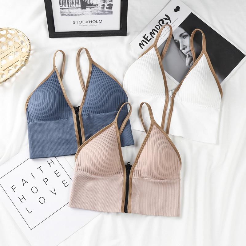 Deep V Zip Wrap Chest Camisole Bra 深v拉链裹胸吊带背心文胸