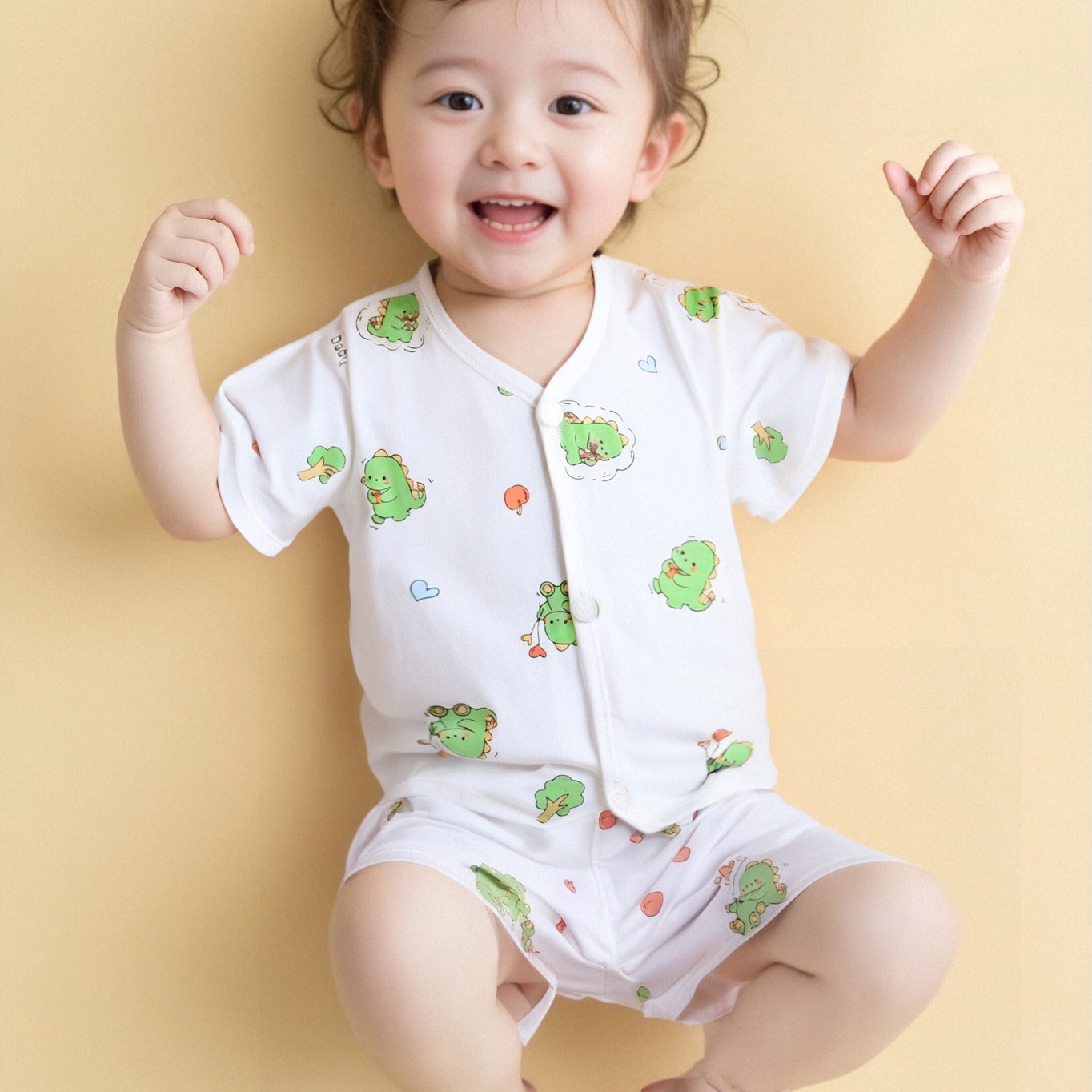 夏季薄款短袖套装新生儿衣服纯棉宝宝初生婴儿内衣空调套装打底衫