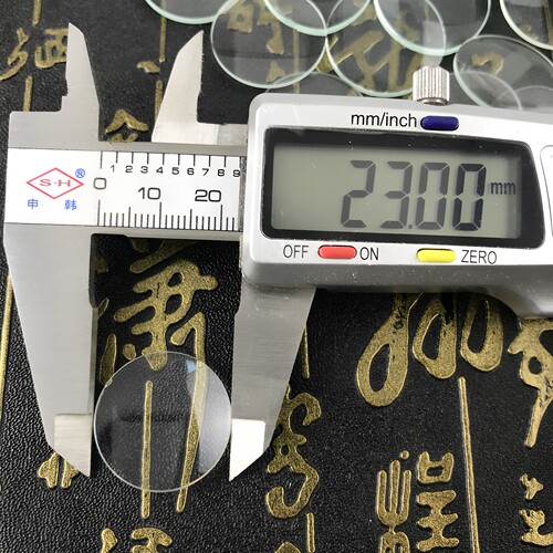 平凸玻璃放大镜片高倍圆形小镜片鉴定检验工具12倍23mm凸透镜包邮