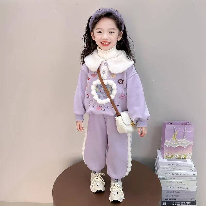 女童冬装套装2025新款儿童加绒加厚休闲两件套洋气女宝宝冬季衣服