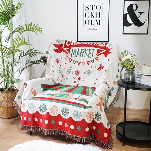 沙发毯沙发巾单人沙发套圣诞