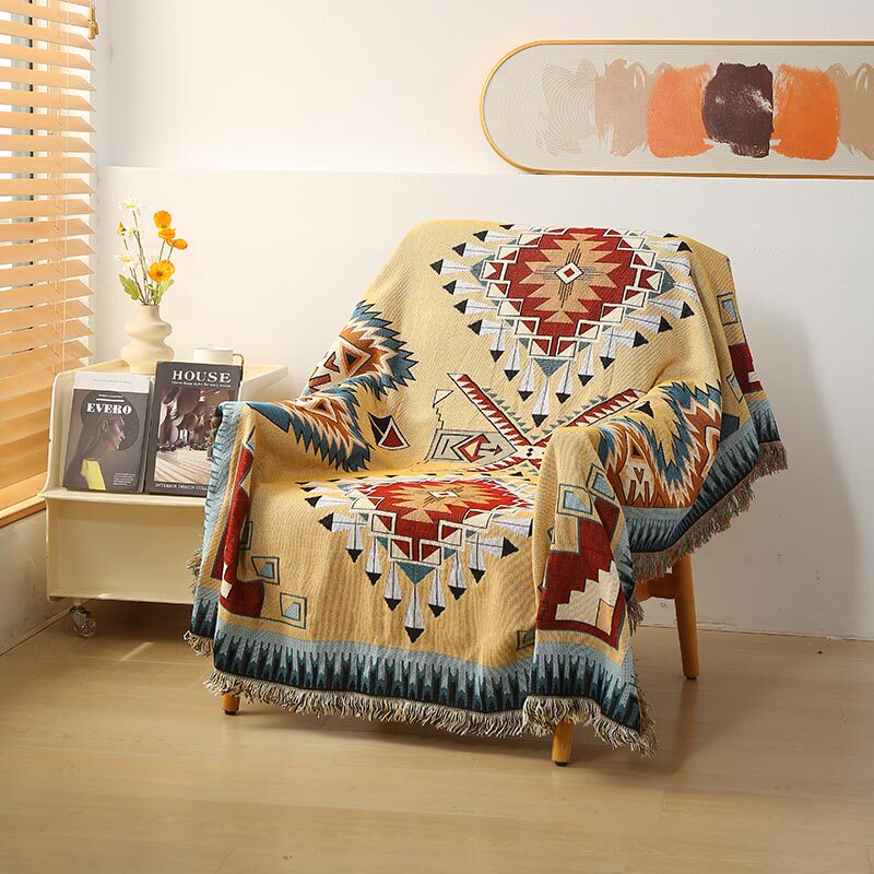 现代中式几何图案沙发巾沙发毯盖布盖毯桌布防尘布酒店民宿装饰毯,居家布艺,沙发套,淘宝优惠券,粉丝福利购,淘宝优惠卷