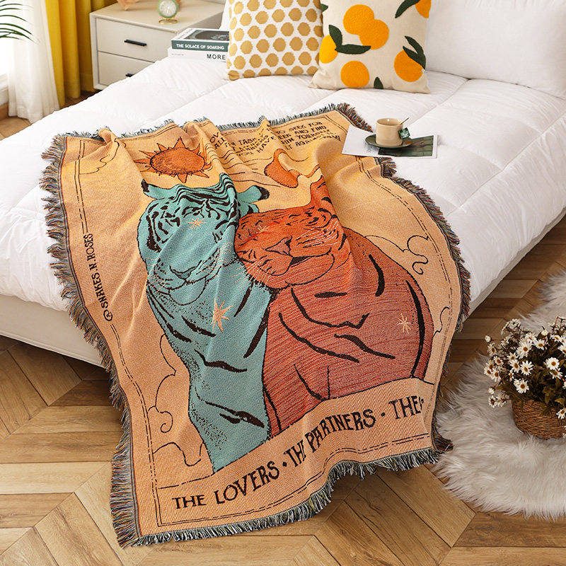 卡通时尚单人沙发巾防尘布盖布盖毯桌布多功能毯装饰布露营毯