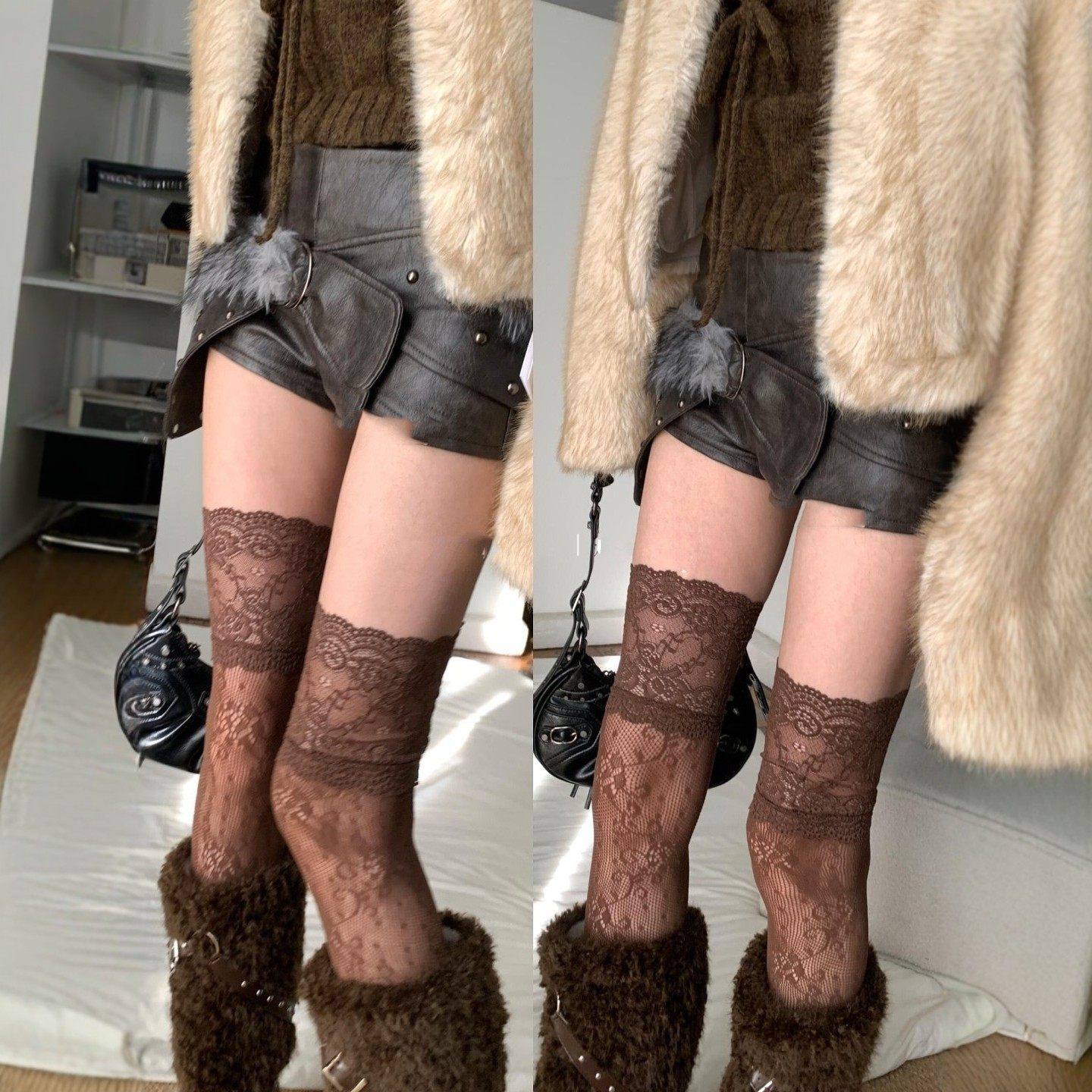 春秋美拉德炒糖栗子色过膝袜女显瘦女士长靴袜韩系灰色复古大腿袜,女士内衣/男士内衣/家居服,长筒袜,淘宝优惠券,粉丝福利购,淘宝优惠卷