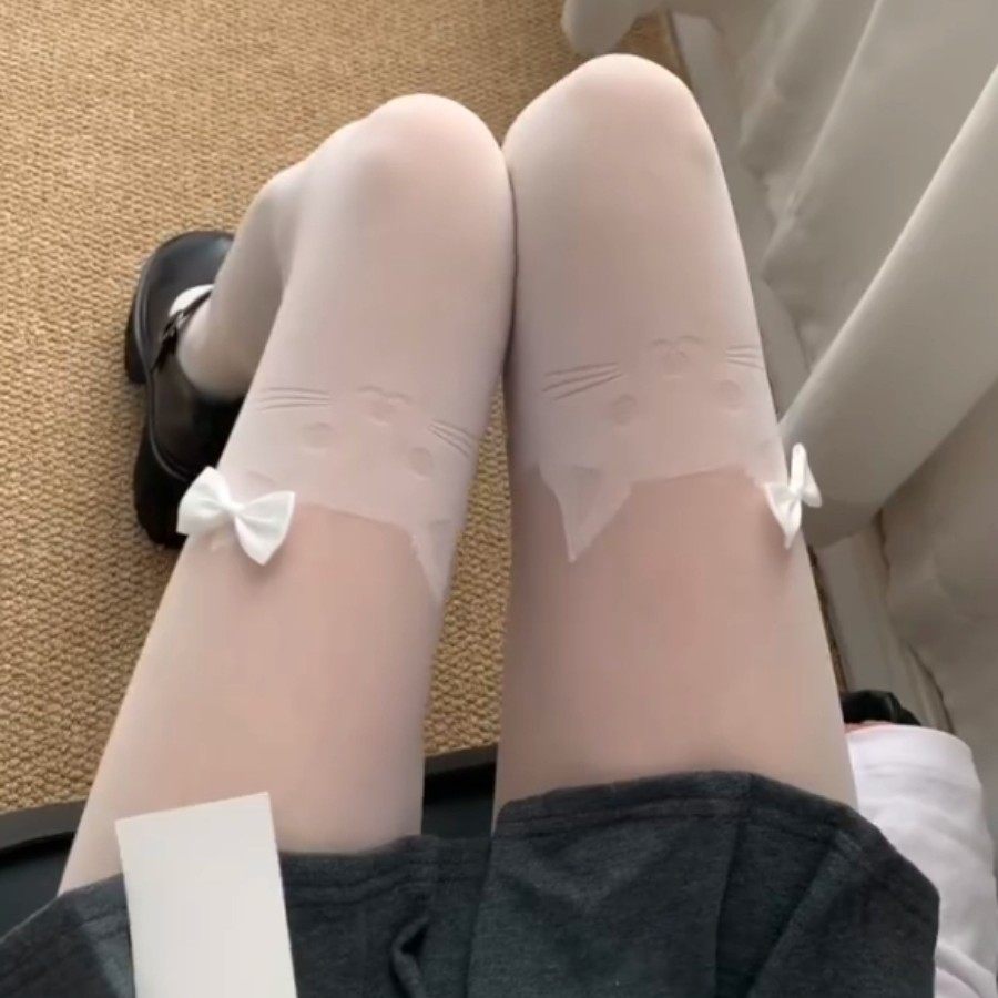 春夏可爱猫咪蝴蝶结连裤袜女甜美lolita白色打底袜薄款透肉美腿袜,女士内衣/男士内衣/家居服,连裤袜/打底袜,淘宝优惠券,粉丝福利购,淘宝优惠卷