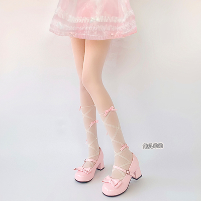 甜美少女芭蕾风白丝蝴蝶结连裤袜