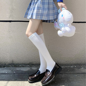 白色纯棉袜子女中筒袜高筒过膝袜jk日系长筒及膝袜半腿短袜小腿袜