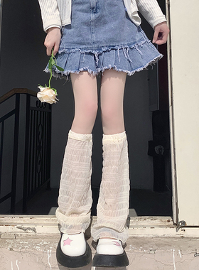 白色阔腿袜套女夏季薄款jk喇叭小腿套黑色日系辣妹防晒腿套堆堆袜