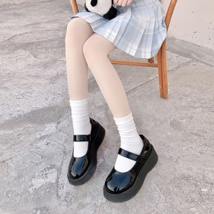 jk白色中筒袜子女纯棉堆堆袜春夏季黑色小腿袜无骨月子袜搭小皮鞋