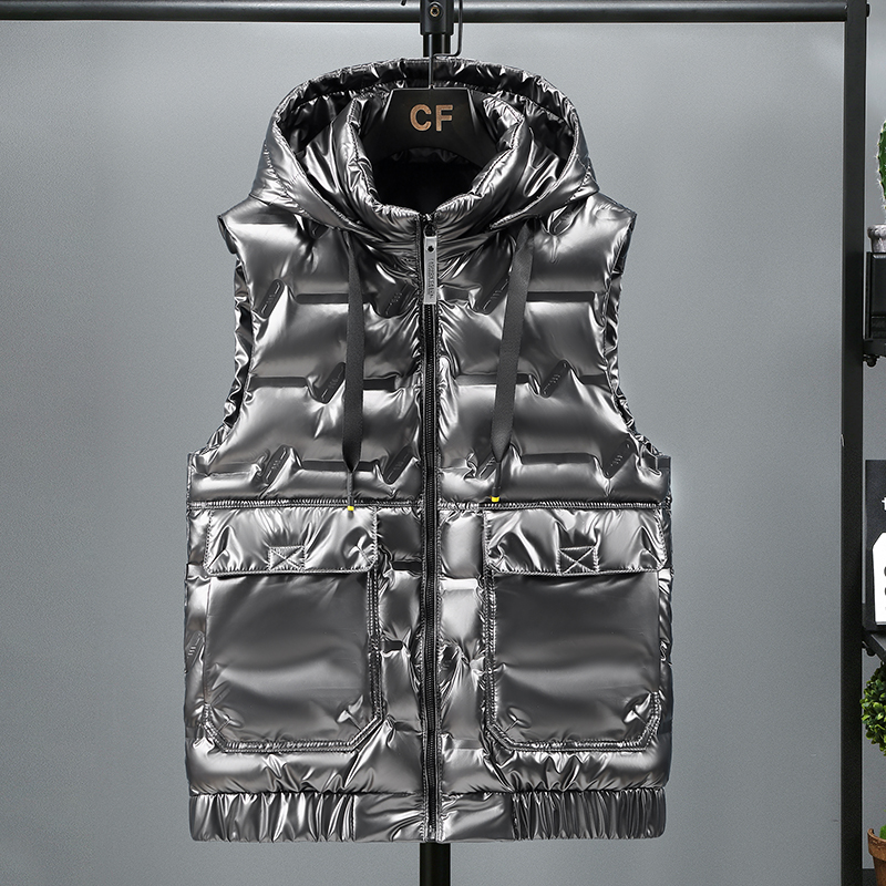 免洗亮面棉马甲保暖加厚背心外套