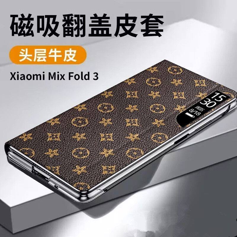 适用于小米fold3手机壳翻盖磁吸皮套保护套智能视窗全包防摔新款折叠屏支架超薄mix fold3外壳男女
