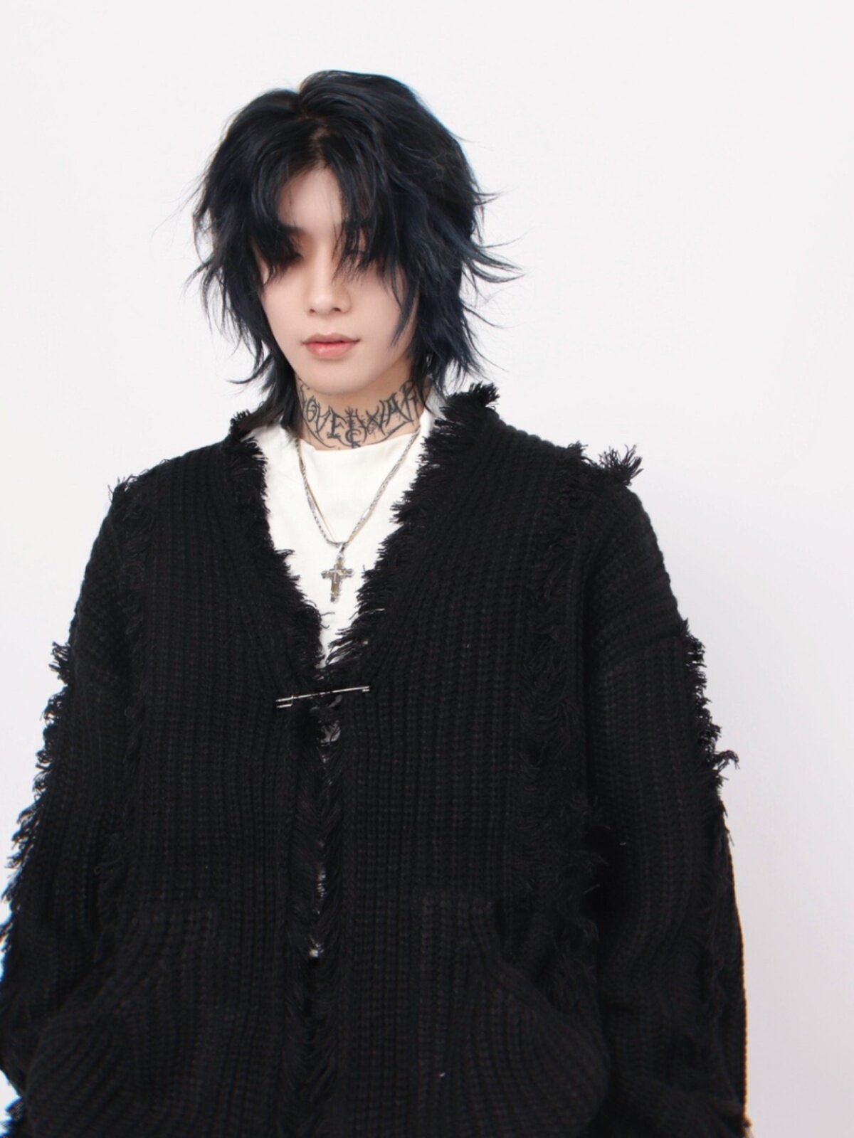 MZ NATIONAL FASHION RETRO DESIGN SENSE IRREGULAR TASSEL SWEATER CARDIGAN JACKET MENS AMERICAN STREET LAZY KNITWEAR
