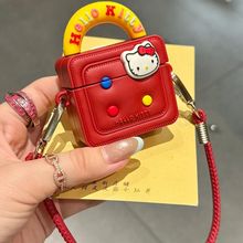 红kt方包适用华强北七代蓝牙耳机保护套卡通可爱air7无线充电仓保护壳