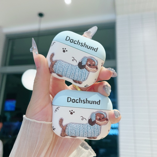 磨砂萌系可爱音乐腊肠狗适用AirPods4代耳机壳苹果无线蓝牙AirPodsPro3代软1/2代硅胶3代防摔pro二代保护套