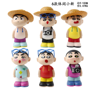 新款萌宝郊游小新卡通盲盒萌趣解压玩具摆件家居创意桌面摆件礼物