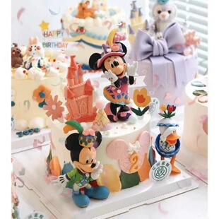 迪士尼米奇米妮唐老鸭黛丝白色婚纱礼服婚礼桌面摆件手办公仔礼物