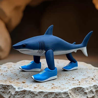 跨境爆款山海经木棍人鲨鱼鳄鱼战斗机模型摆件手办玩具公仔礼物