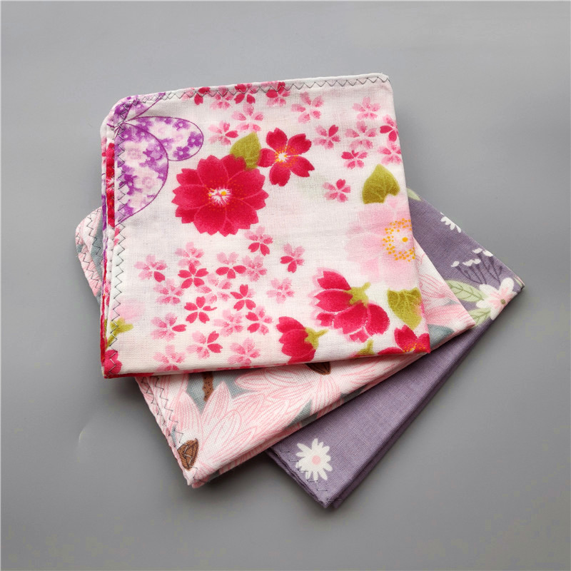 手帕和风荷花棉纱双层柔软