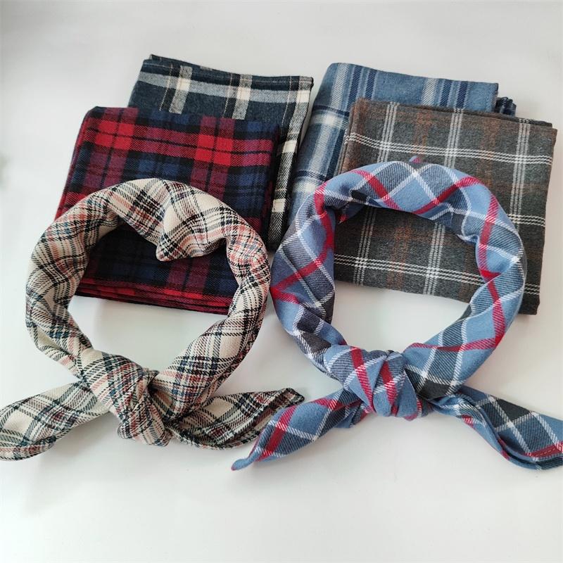 春秋冬季小围巾磨毛小方巾格子