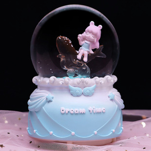 幻想之境海洋风水晶球音乐盒透明鲸鱼彩灯飘雪学生儿童女生日礼物