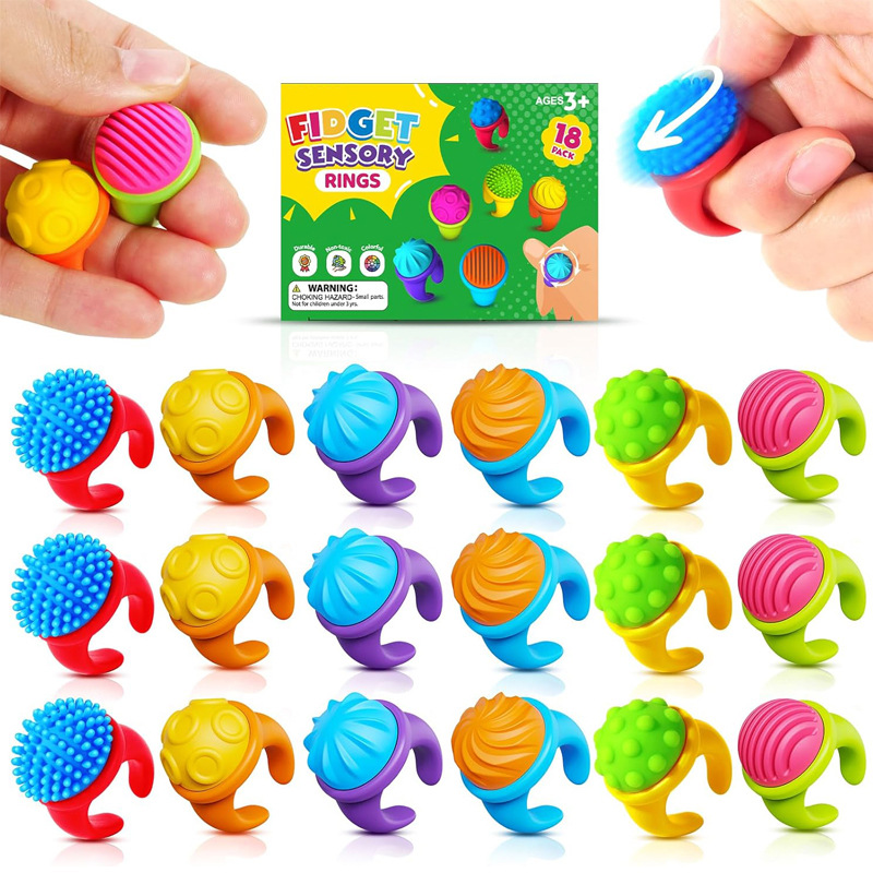 跨境新款fidget toys硅胶戒指感官玩具食品儿童硅胶戒指感官玩具