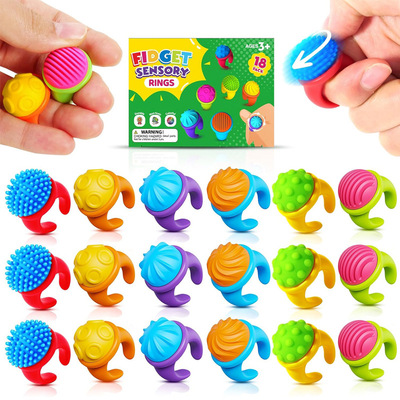 跨境新款fidget toys硅胶戒指感官玩具食品儿童硅胶戒指感官玩具