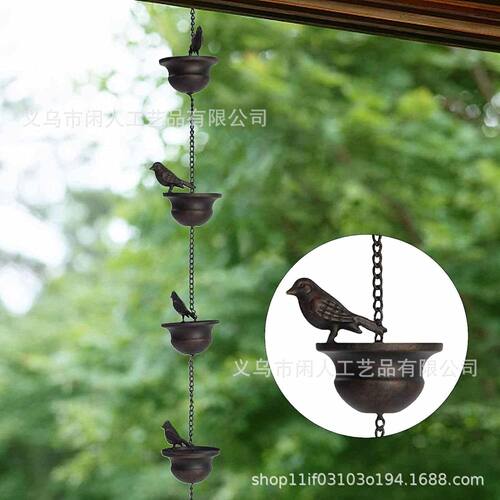 跨境Mobile Birds on Cups Rain Chain 移动小鸟雨链金属户