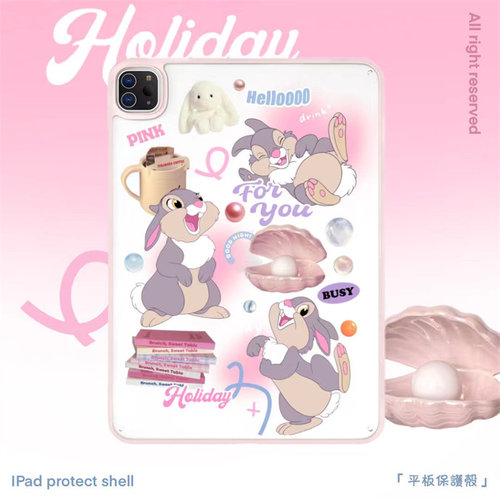 迪士尼珍珠兔子适用苹果ipad10代平板保护套ipadair6亚克力单壳air5/air3防摔ipadpro可爱ipad9卡通时尚硬壳