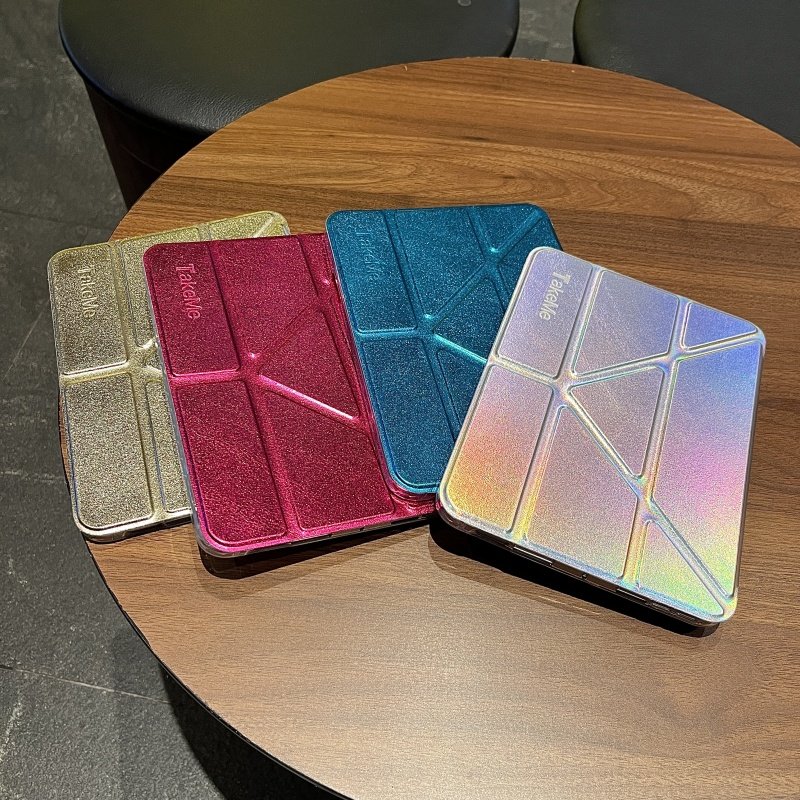 镭射Y折平板壳适用苹果ipad10代平板保护套ipadair6三折Y折mini7/air5/air2简约ipadpro代唤醒睡眠ipad9/A16
