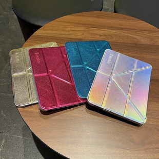 镭射Y折平板壳适用苹果ipad10代平板保护套ipadair6三折Y折mini7/air5/air2简约ipadpro代唤醒睡眠ipad9/A16