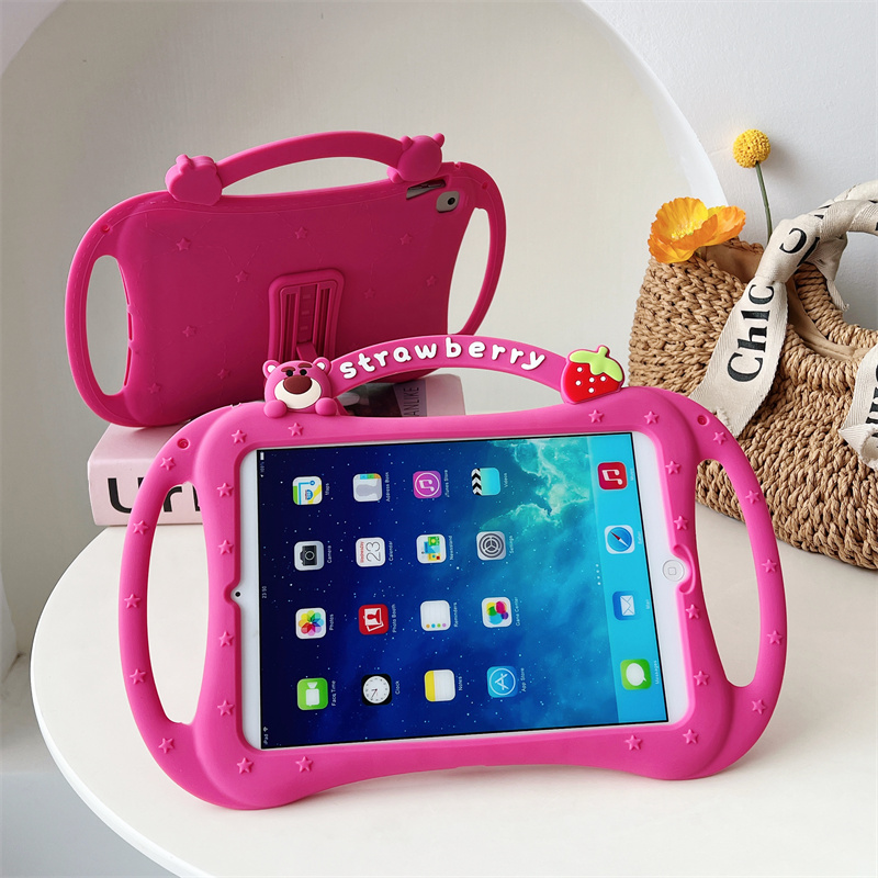 手提手柄支架草莓熊适用苹果ipad10代平板保护套ipadair6硅胶mini6/air5/air2可爱ipadpro2024软ipad9卡通女