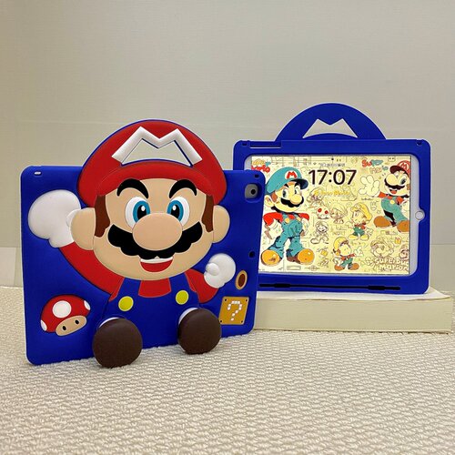 伸脚支架马里奥适用苹果ipad10/ipad11代平板保护套ipadair6硅胶mini7/air5/air2可爱ipadpro2024软ipad9/A16