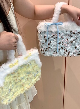 毛绒包包款适用苹果ipad10代平板保护套ipadair6旋转mini7/air5/air2防摔ipadpro时尚女款ipad11/A16保护套