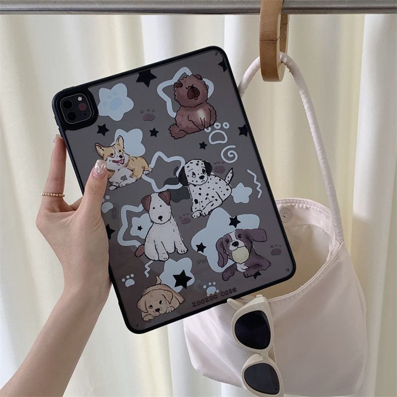 黑边框小狗适用苹果ipad10代平板保护套ipadair6亚克力单壳air5/air3防摔ipadpro时尚ipad9代卡通可爱女硬壳