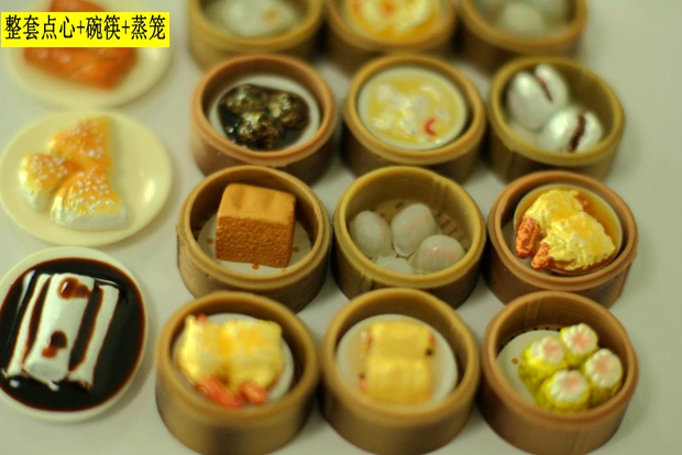 现货 茶餐厅之套餐 广式点心 粤式饮茶 迷你仿真微缩模型摆件