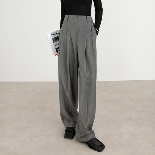 露露蜜桃高品质咖绿色小脚西装裤