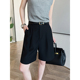 短裤 女夏季 薄款 黑色高腰西装 a字显瘦梨形身材小个子休闲5五分中裤
