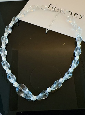 高级感透明水晶银色多形锁骨链