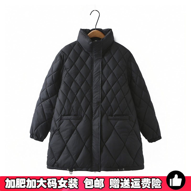 特大码2024冬季新款中长款羽绒棉服女士胖mm加厚宽松棉衣袄240斤