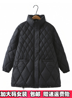 特大码2024冬季新款中长款羽绒棉服女士胖mm加厚宽松棉衣袄240斤