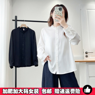 2025年秋季 纯色雪纺衬衫 新款 宽松显瘦长袖 大码 衬衣胖mm打底衫 女装