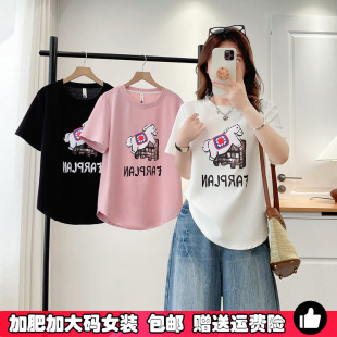正肩T恤女短袖 大码 上衣胖MM200斤显瘦百搭韩系体恤 爆款 2026年夏季