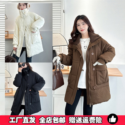 胖mm羽绒棉服女款大码中长款棉衣