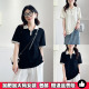 新款 大码 T恤纯棉夏季 胖妹妹遮肉显瘦POLO领短袖 正肩撞色上衣 女装