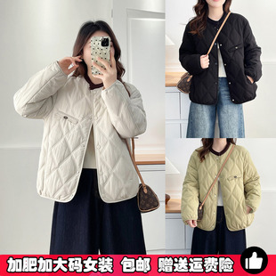 菱格棉衣外套胖mm韩系百搭休闲小棉袄 轻薄款 大码 棉服女2025秋冬季