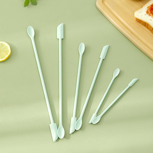 双头硅胶刮刀食品二合一迷你加长小尖挖勺果酱料抹刀化妆瓶乳液