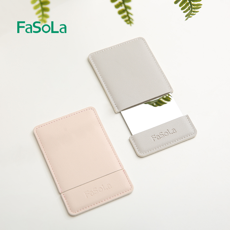 日式学生随身便携不锈钢化妆镜女简约迷你小镜子手持补妆镜卡片镜