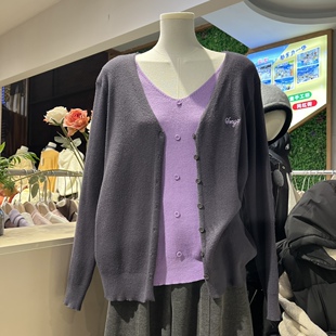 大码 女2025秋冬新款 胖mm韩系慵懒风上衣 开衫 假两件V领正肩针织衫